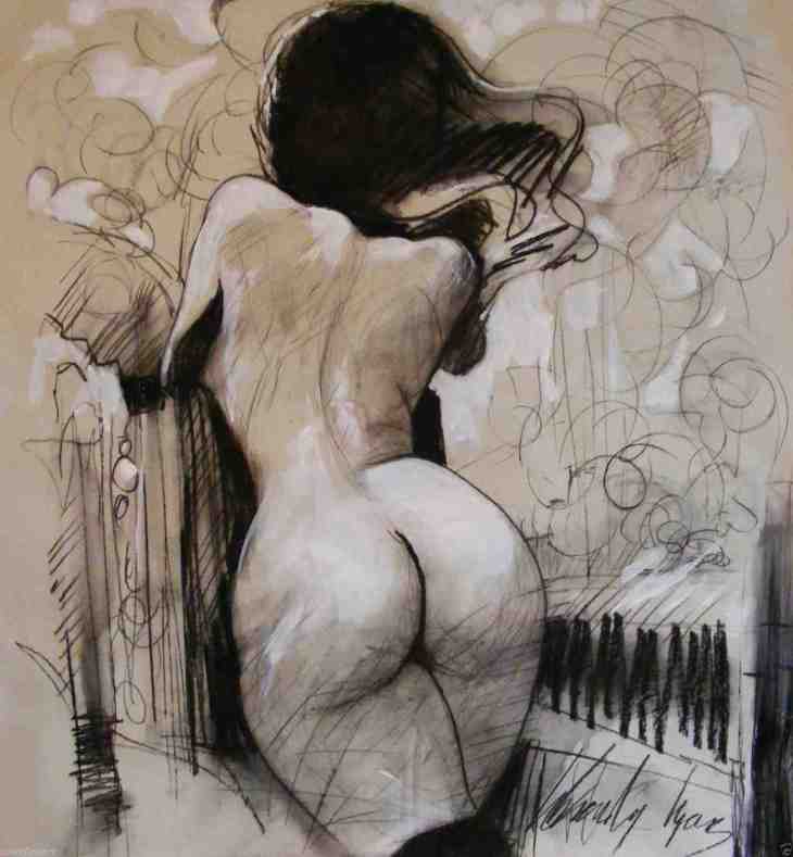 Nue femme sublime tableau peinture painting by ju baiz